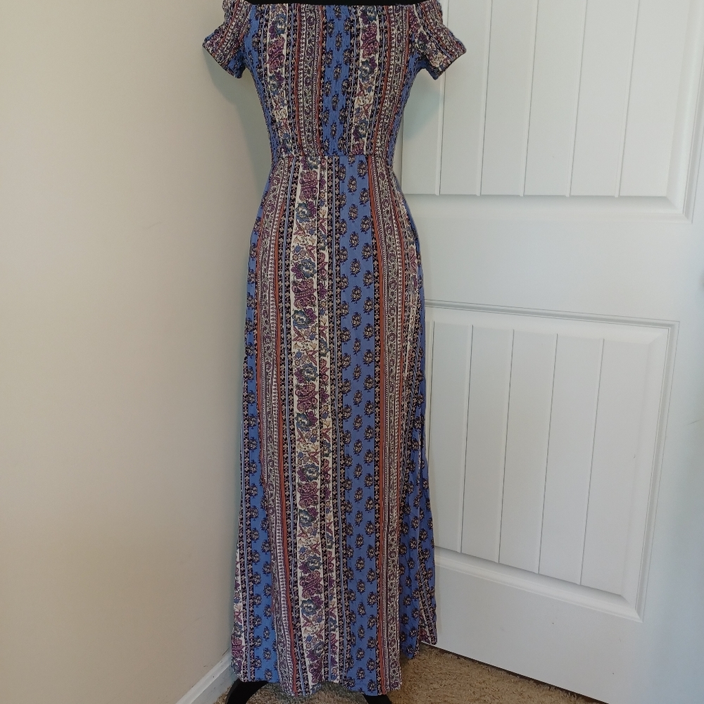 Band of Gypsies Boho Smocked Maxi Dress Women's Sz Small - Picture 6 of 12